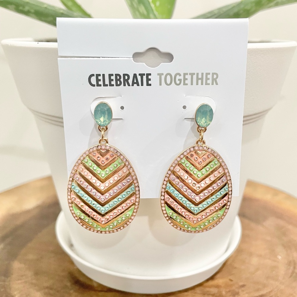 NWT Pastel pink purple green blue egg shaped earrings!